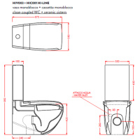 Artceram/Hidra HI-LINE Унитаз моноблок 38х68 см, с крепежами, цвет: белый/хром