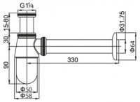 Сифон для раковины Cezares CZR-SB2-03, золото