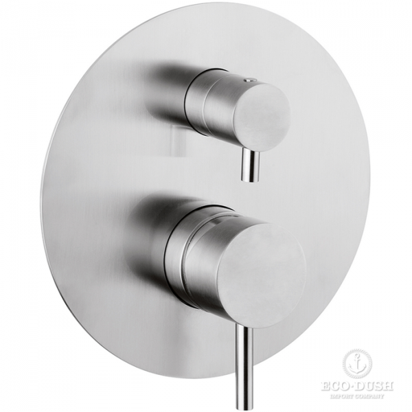 HUBER Lynox Встраиваемый смеситель для душа с переключателем на 2 выхода, на круглом основании, нержавеющая сталь