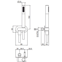 Carimali Душевой комплект с держателем и шлангом, цвет: хром