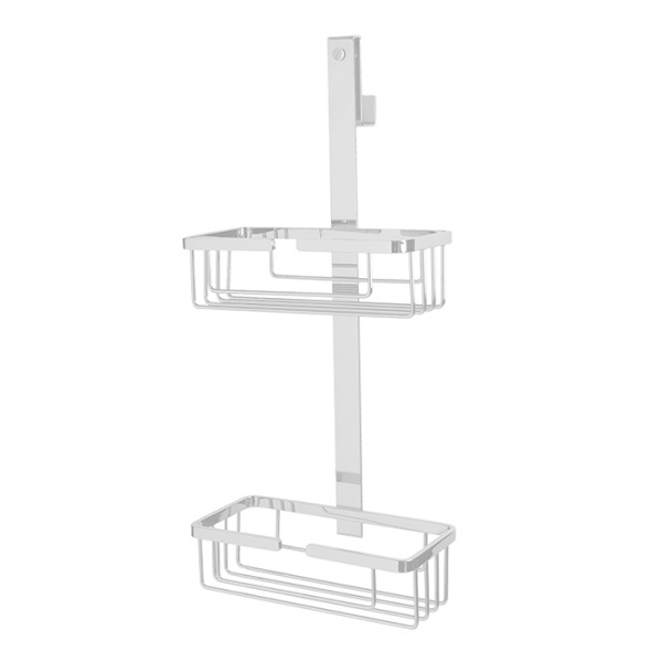 3SC APPY Полочка-корзинка двойная 25х12хh57см, подвесная на стекло, цвет: белый матовый