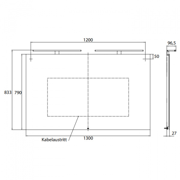 EMCO Зеркало со LED подсветкой, B130xH79см