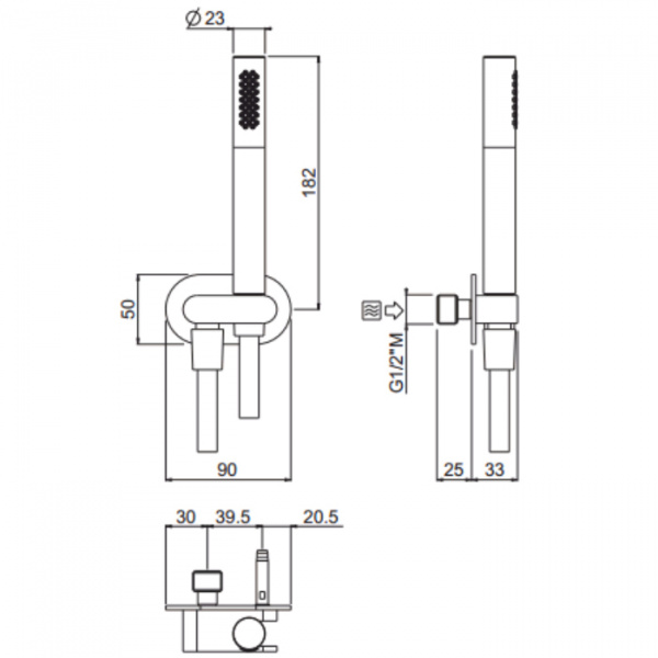 Carimali Душевой комплект с держателем и шлангом, цвет: хром