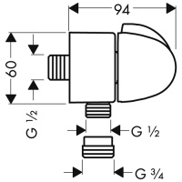 Hansgrohe Fixfit Stop Шланговое подсоединение 1/2", цвет: хром