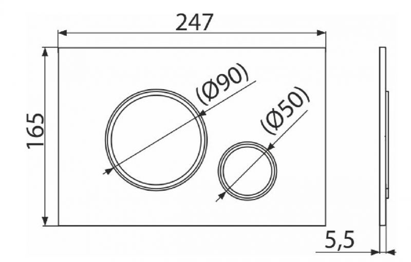Кнопка управления для скрытых систем инсталляции, арт.M771, хром-глянец/хром-мат, арт. M771