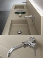 CERASA EDEN Комплект мебели подвесной 240см столешница с двумя интегрированными раковинами, стеновой панелью цвет SAND матовый. зеркало в раме, колонны подвесные. цвет: мебели RAL7002 оливково-серый