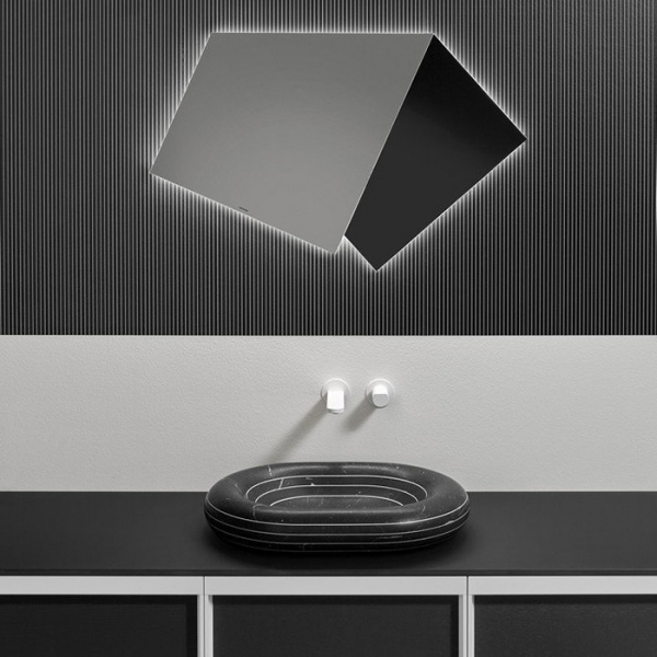 Antonio Lupi Bemade Комплект мебели с тумбами под раковину, раковиной Nero Marquinia, зеркалом с подсветкой, 54 см, цвет: Rovere ardesia