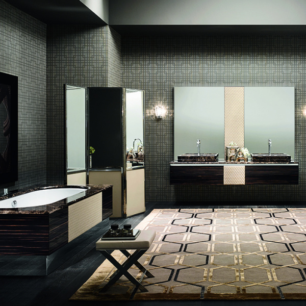 VITAGE milldue edition FOUR SEASONS Комплект мебели с тумбой под раковину, раковиной BOSTON65, зеркалом BRISTOL, 216 см, цвет: Ebano/Emperador