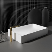 ANTONIO LUPI INDIGO Смеситель для раковины на 1 отверстие, однорычажный, высота 285 мм., ручка черная матовая, отделка: полированная натуральная латунь