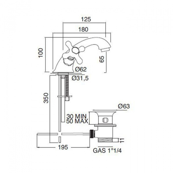 Sbordoni Etruria Смеситель для раковины на 1 отверстие, цвет: хром