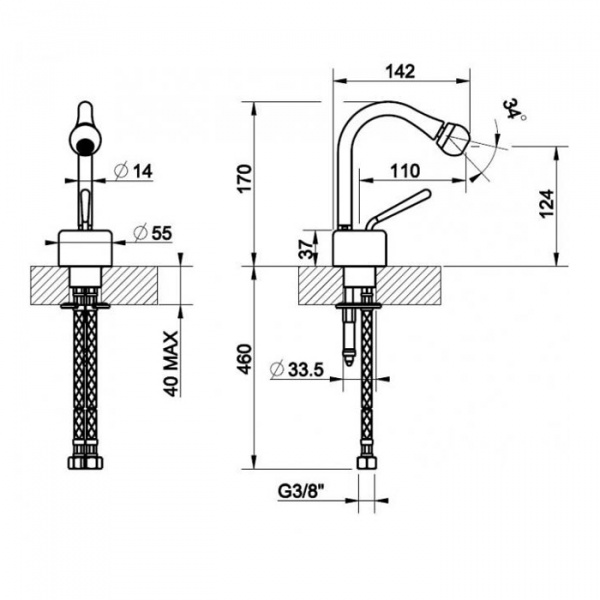 Gessi Goccia Смеситель для биде на 1 отверстие, цвет: black XL
