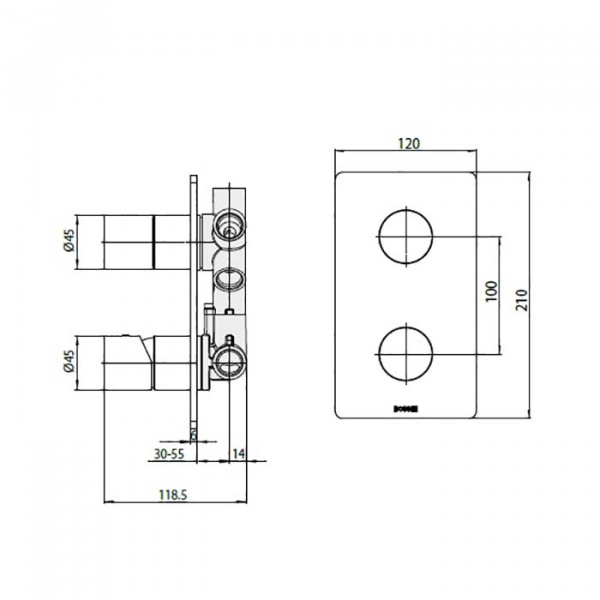 Bossini Inox Смеситель для душа, встраиваемый, с девиаторм 1/2/3/4/5, цвет: глянцевая сталь