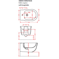 Artceram HERMITAGE Биде подвесное 36х55см с 1 отв под смеситель, с крепежом в комплекте, цвет: белый