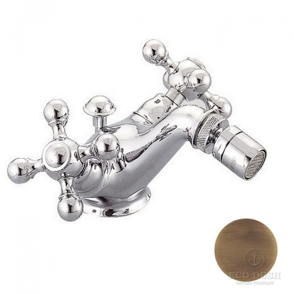 CISAL Arcana Ceramic Смеситель двухвентильный для биде на 1 отверстие с донным клапаном, цвет: бронза