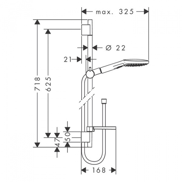 Hansgrohe Raindance Select E Душевой набор: штанга 65см., ручной душ 120, 3jet (Rain, RainAir, WhirlAir), EcoSmart, мыльница, шланг, цвет: белый/хром