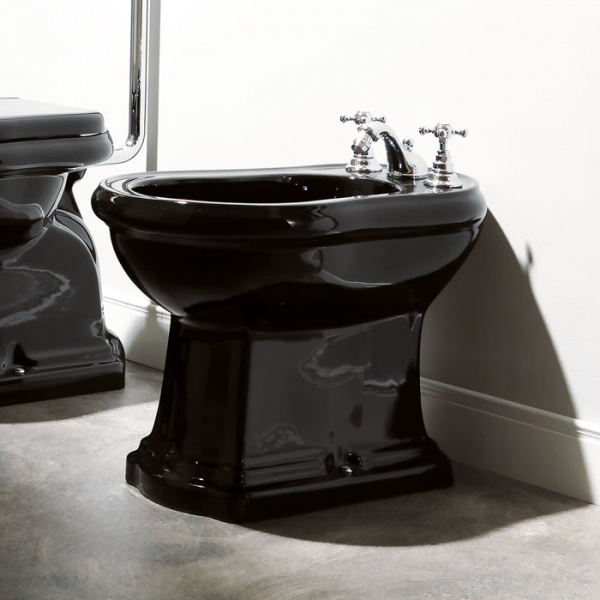 Kerasan Retro Биде напольное 60х38.5см, с 1 отв. под смеситель, цвет: черный глянец