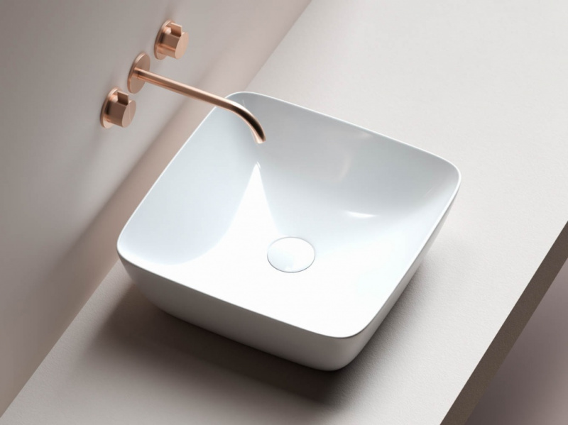 Умывальник чаша FORM накладная квадратная 410*410*145мм Ceramica Nova белый CN2002