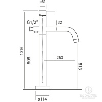 HUBER Lynox Напольный смеситель для ванны с душевым комплектом, нержавеющая сталь