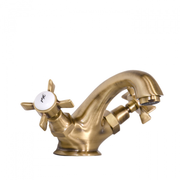 Gattoni London Смеситель для раковины на 1 отверстие, излив 130мм, с донным клапаном, цвет: бронза