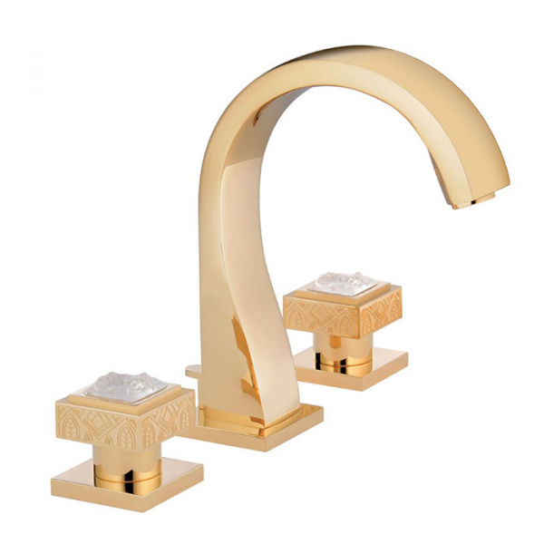 THG Masque de Femme metal grave Смеситель для раковины, 3 отв., цвет: золото