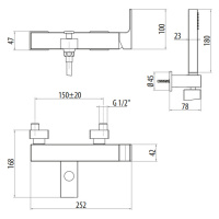Gattoni Kubik Смеситель для ванны/душа, встраиваемый, с ручной лейкой, цвет: Nero Opaco