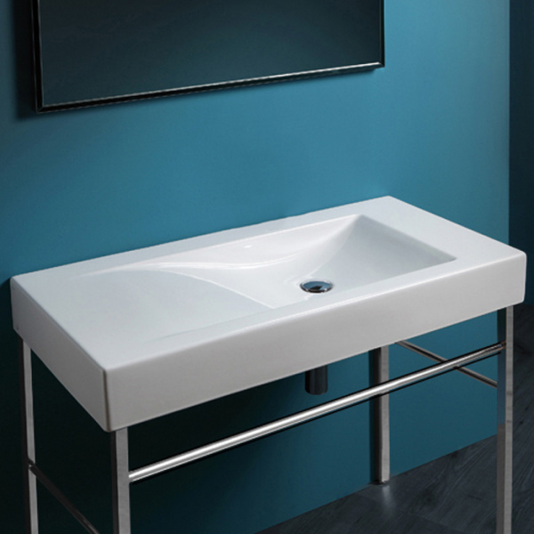 SIMAS Frozen Консоль с раковиной 100х50см с без отв. под смеситель, цвет: белый/хром