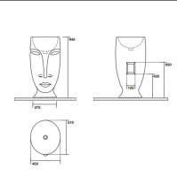 Kerasan Artwork Раковина 45х51х94.5 см, без отв., свободностоящая &quotMOLOCO&quot, слив в стену, цвет: Ferro matt