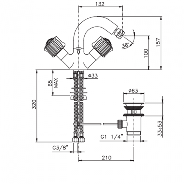 Nicolazzi Onice Смеситель для биде с поворотным изливом, излив: 132 мм, цвет: хром