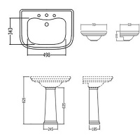 Devon&Devon Classica Раковина 70х52 см, 3 отв., на пьедестале, цвет: белый