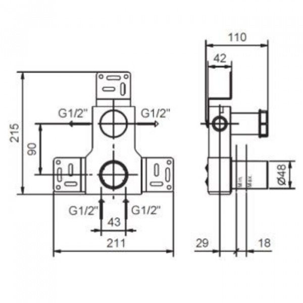 Fantini Внутренняя часть смесителя для душа, переключатель на 2 источника, 1/2&quot