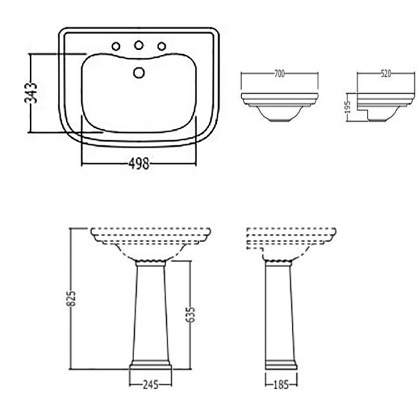 Devon&Devon Classica Раковина 70х52 см, 1 отв., на пьедестале, цвет: белый