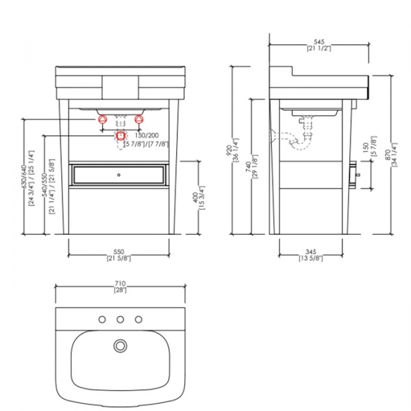 Devon&Devon Angel Декоративная структура 64х49см, с раковиной на 1 отв., цвет: белый
