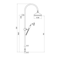 Gattoni PD Душевая колонка с верхним душем 200мм и ручной лейкой, цвет: old steel