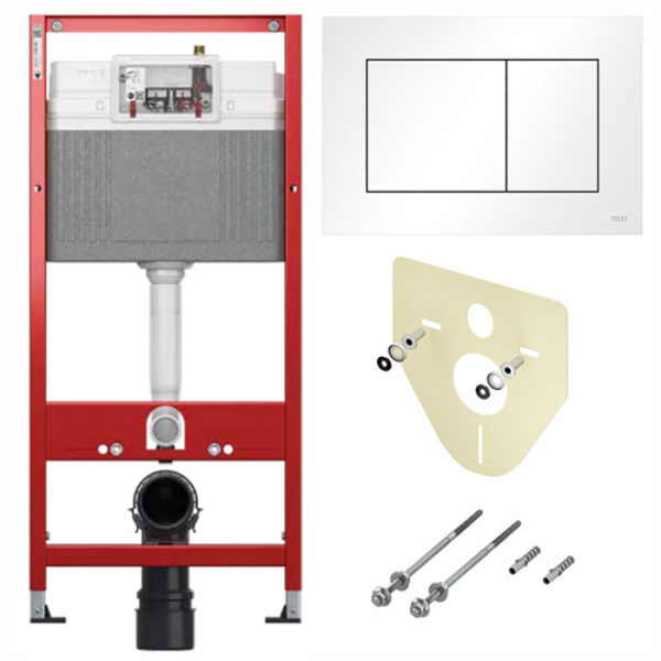 TECEbase Модуль (4в1) в комплекте: панель смыва TECEnow белая, крепления, звукоизолирующая прокладка NEW