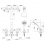 TOTO GC Смеситель для ванны на 4 отв. 480x262x226мм с ручным душем, цвет: хром