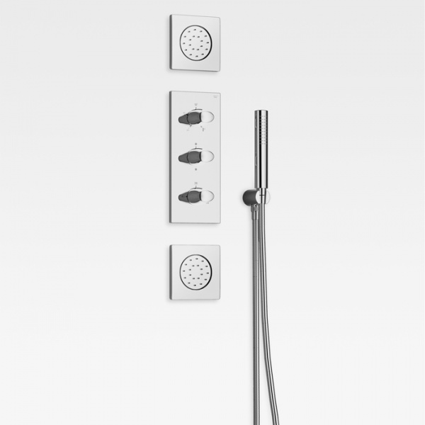Armani Roca Island Комплект встраиваемой душевой системы.: термостат на 5 источников, ручной душ, кронштейн, шланг, 2 форсунки, цвет: хром