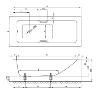 Bette One Relax Ванна с шумоизоляцией встраиваемая, 180х80х45см.