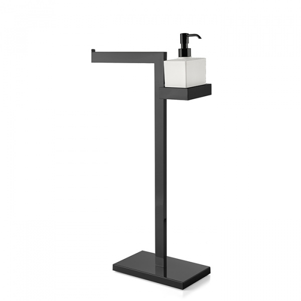 3SC SK Напольная стойка 63см, с полотенцедержателем и дозатором для жидкого мыла, цвет: черный матовый