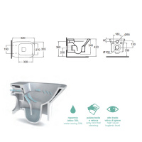 AZZURRA PRUA Унитаз подвесной 52х35см с покрытием easy clean, сиденье на выбор