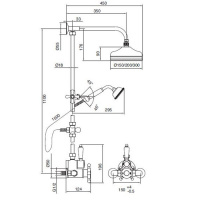 Sbordoni Londra Термостатический смеситель для душа на 3 отверстия, верхний душ 30см, цвет:  черный никель