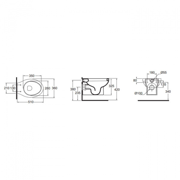 AZZURRA Cult Унитаз подвесной 51х36см, цвет: белый