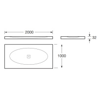 Armani Roca Baia Душевой поддон 200х100х3.2см с боковым сливом, с anti-slip, мат-л: Stonex, цвет: dark metallic