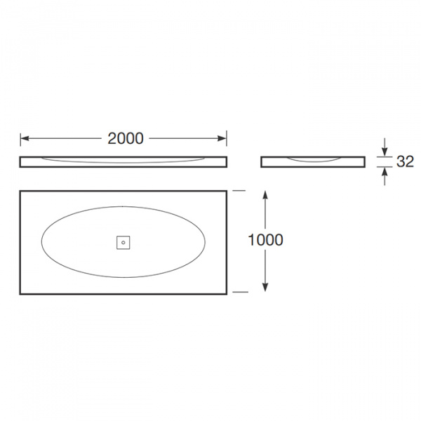 Armani Roca Baia Душевой поддон 200х100х3.2см с боковым сливом, с anti-slip, мат-л: Stonex, цвет: dark metallic