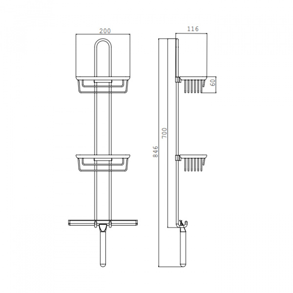 EMCO System2 Навесная полка, 2 корзины, 1 водосгон, подвесной, цвет: хром