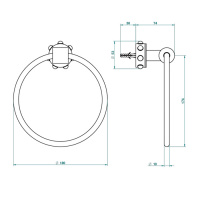THG Mossi Полотенцедержатель - кольцо 18см., подвесной, цвет: хром/прозрачный хрусталь