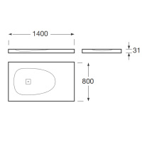Armani Roca Baia Душевой поддон 140х80х3.1см с боковым сливом, с anti-slip, мат-л: Stonex, цвет: dark metallic