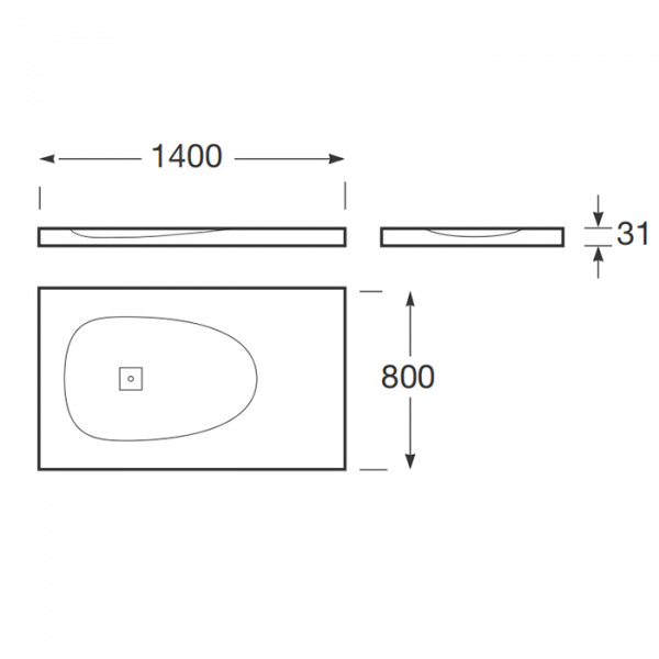 Armani Roca Baia Душевой поддон 140х80х3.1см с боковым сливом, с anti-slip, мат-л: Stonex, цвет: dark metallic