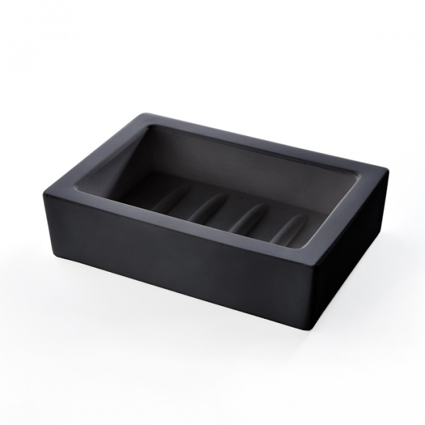 3SC Mood Black Мыльница настольная, композит Solid Surface, цвет: чёрный матовый