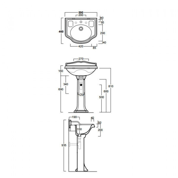 SIMAS Arcade Раковина 59х46 см, 1 отв., цвет: белый