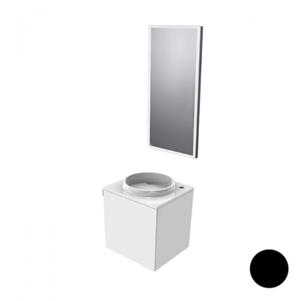 EMCO Asis Комплект мебели, отверстие для смесителя справа, зеркало с LED подсветкой, Ручка слева, 45см, черный